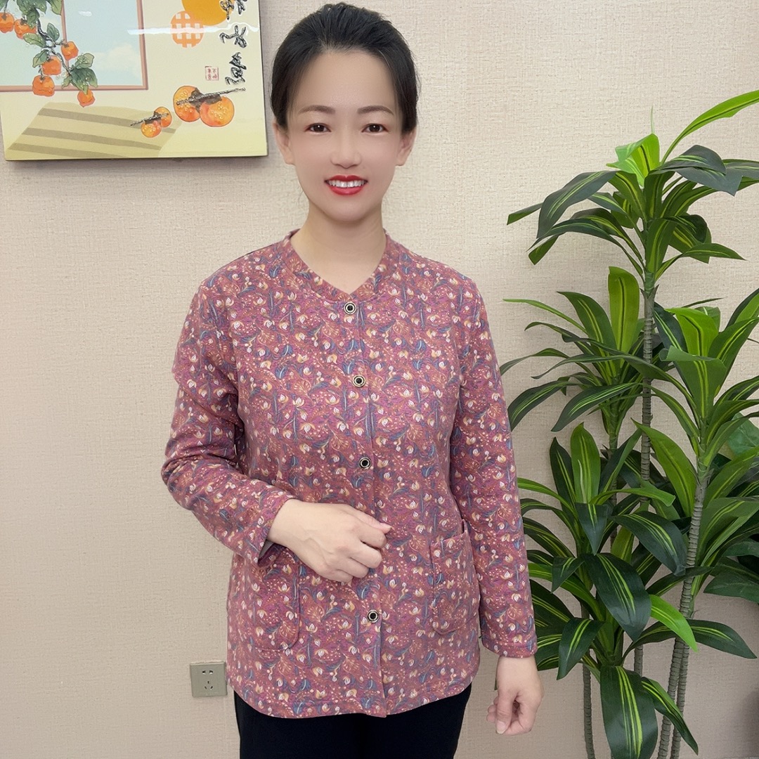 退货补中老年女士德绒印花秋冬宽松系扣秋衣爸爸妈妈保暖开衫上衣 到手价¥39.99