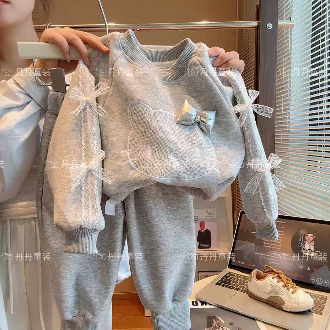 【丹丹优选】儿童蕾丝女宝洋气休闲风时尚百搭运动女童韩版套装 到手价¥23.90