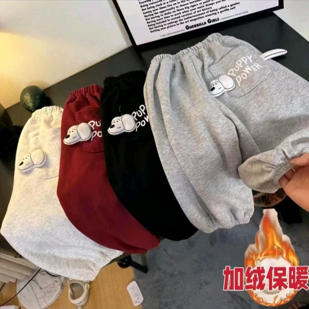 【萌宝】男女童冬季新款加绒可爱时尚口袋卫裤洋气超萌百搭休闲裤 到手价¥13.90