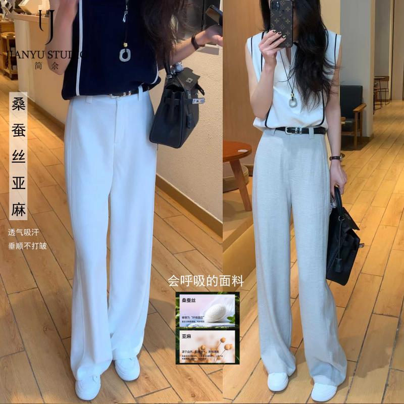 【三片结构桑蚕丝亚麻裤】2026夏季透气垂坠显瘦窄版直筒裤2690 到手价¥169.90