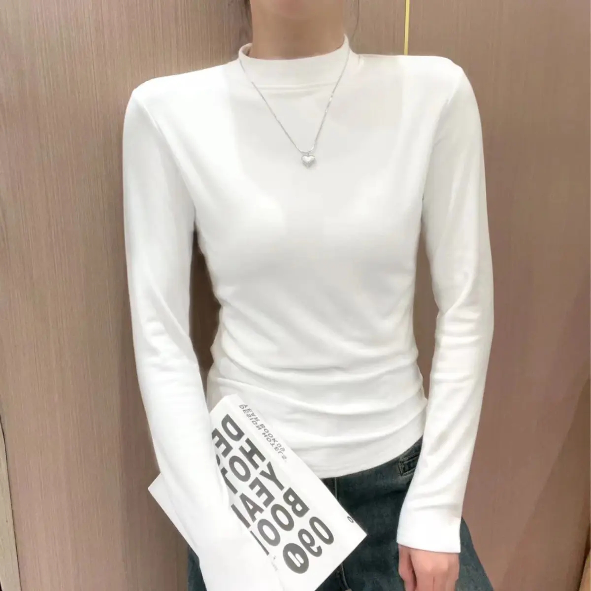 内搭打底衫女半高领德绒保暖上衣2025秋冬新款中领绒双面磨毛长袖 到手价¥13.99