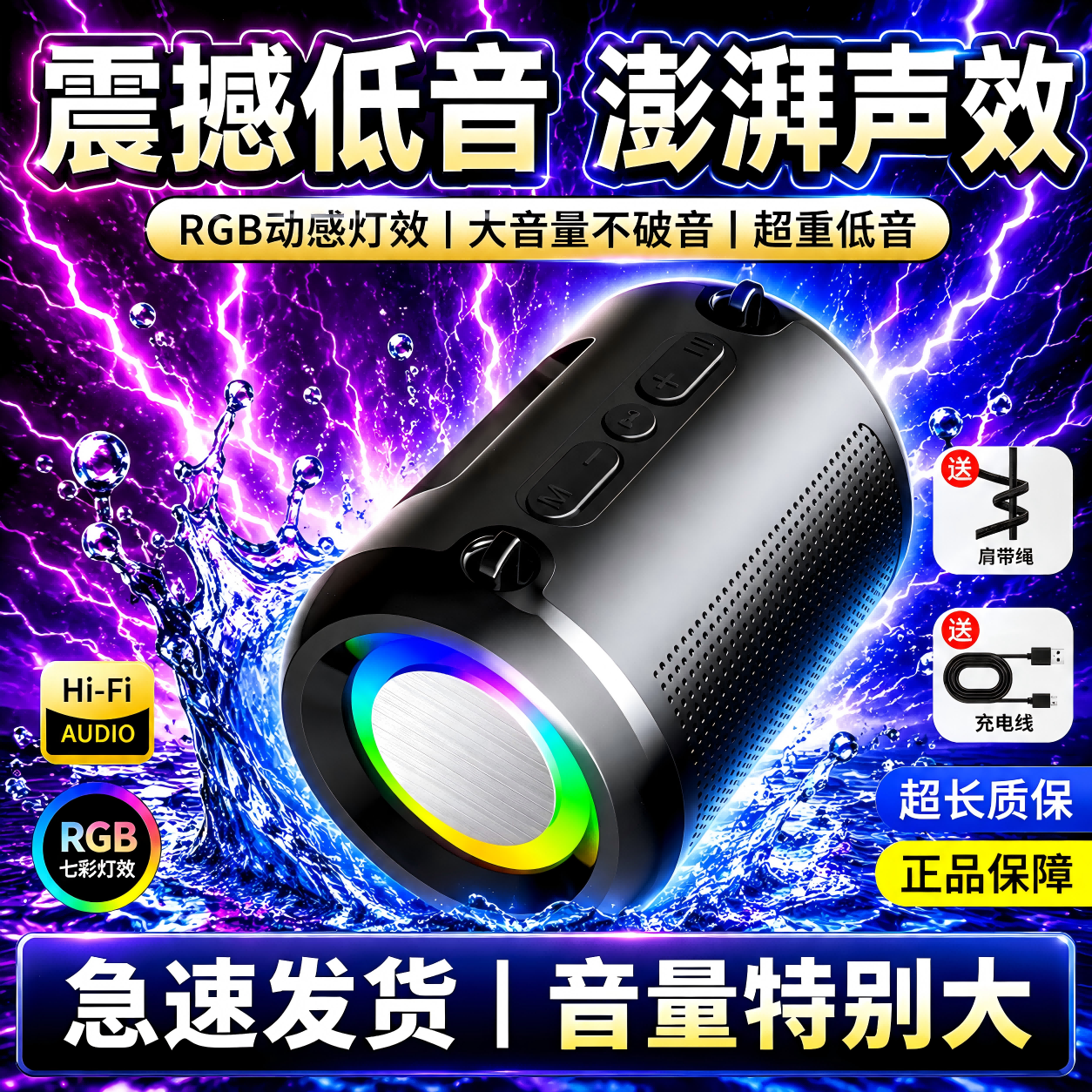 【智能AI重低音炮小音响】2026新款蓝牙音响大音量无线高音质便携 图片 1
