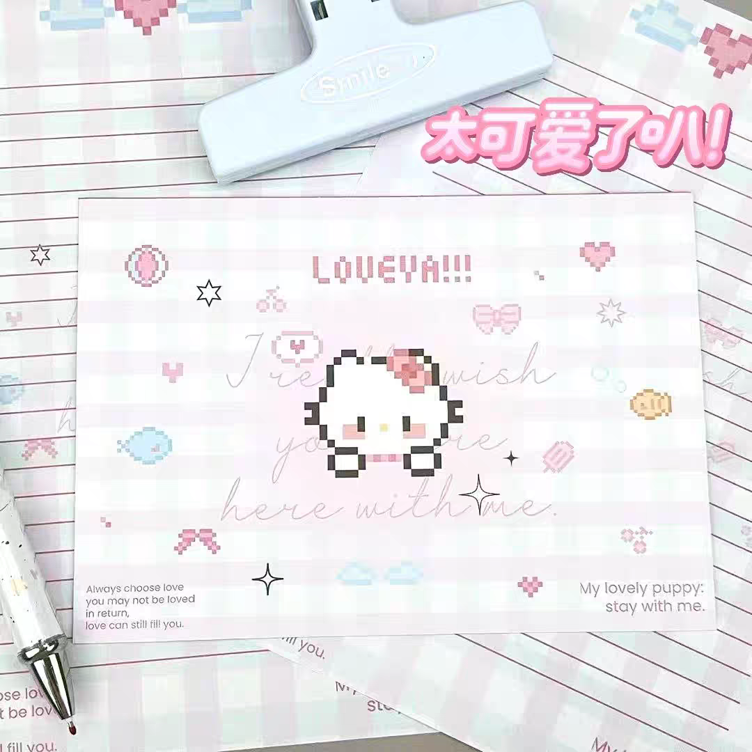 新款像素猫咪信封信纸ins高颜学生节日祝福卡通可爱创意信笺 到手价¥5.21
