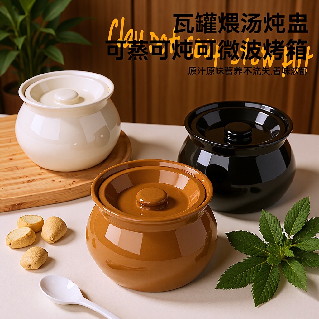 瓦罐煨汤炖盅家用商用隔水炖一人蒸蛋带盖炖罐沙县小吃陶瓷煲汤罐 到手价¥13.90