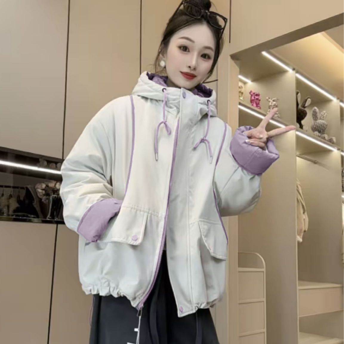 【黄小西 】小火炉巨暖和全身加绒外套女宽松休闲保暖棉衣派克服 到手价¥69.99
