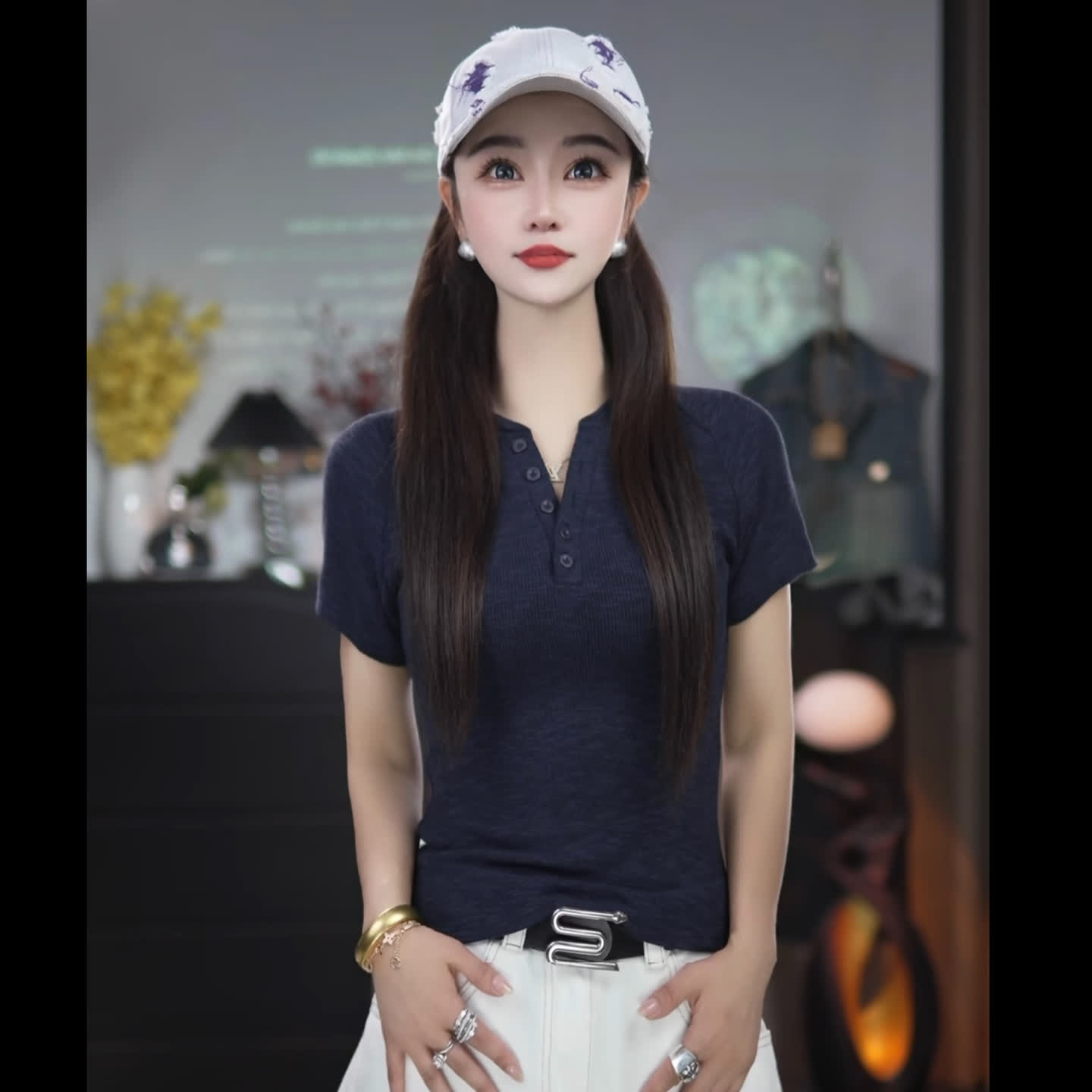 2026夏季新款V领扣子款韩版纯欲风辣妹修身显瘦短袖T恤百搭打底女 到手价¥29.90