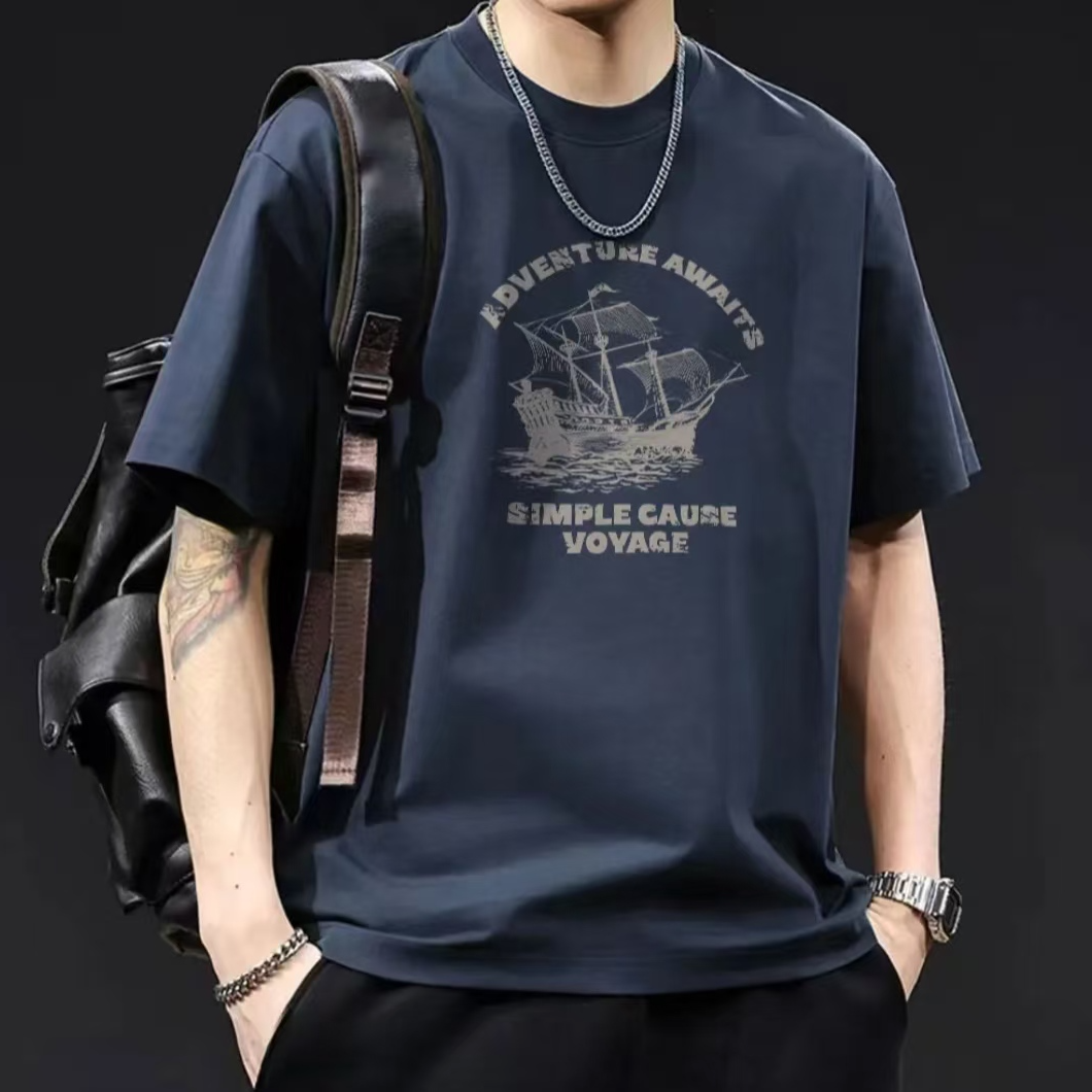 雅鹿夏季时尚半袖潮流字母印花圆领打底短袖百搭宽松短袖t恤 到手价¥29.90