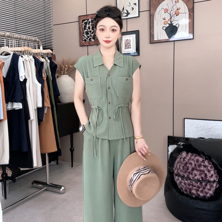 2026夏季新款简约风上衣阔腿裤百搭套装休闲显瘦2650 到手价¥79.90