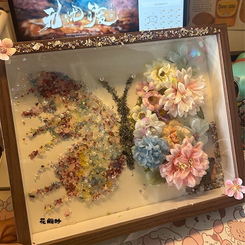 【HX】创意仿真永生ins碎钻蝴蝶相框DIY生日礼物送女生 到手价¥3.99