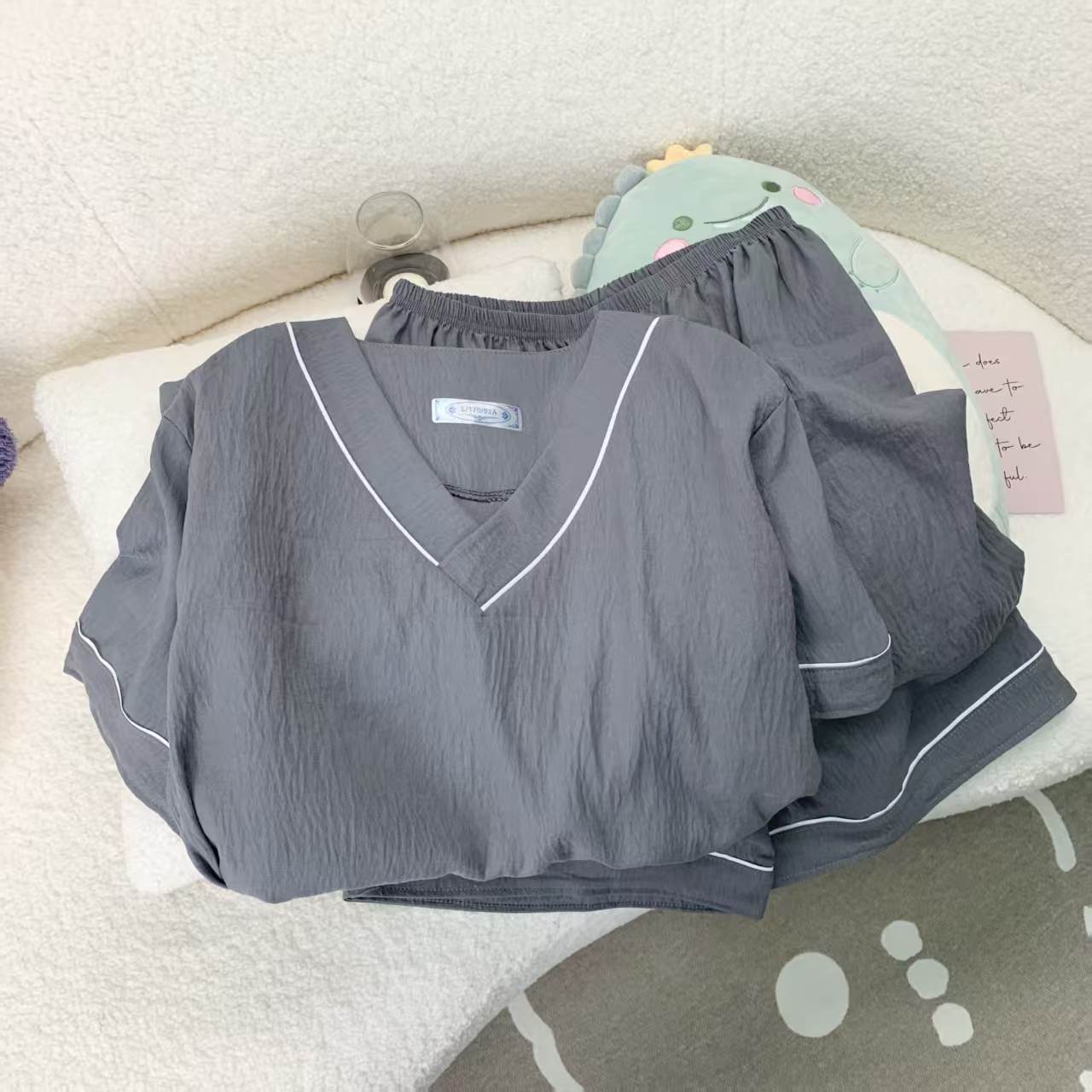【限时破价】加大码睡衣男士短袖短裤宽松睡衣纯色家居服套装8945 到手价¥19.90