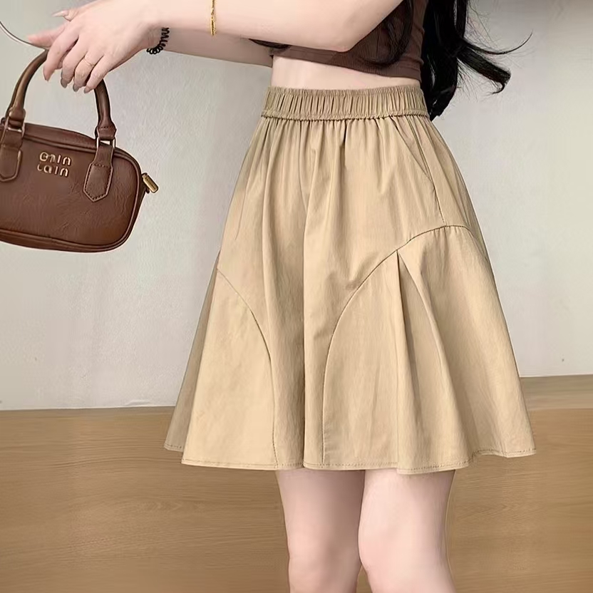 冰丝皱麻五分裤女裤裙短裤夏季2026新款宽松阔腿裤女松紧腰休闲裤 图片 3