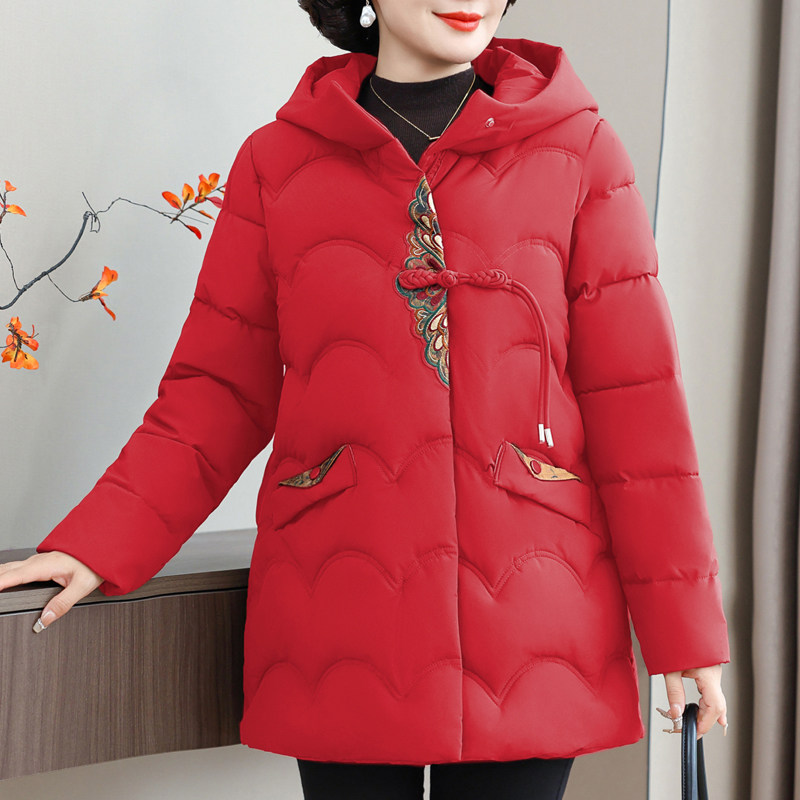 冬季新中式国风刺绣流苏连帽保暖防寒服 到手价¥39.90