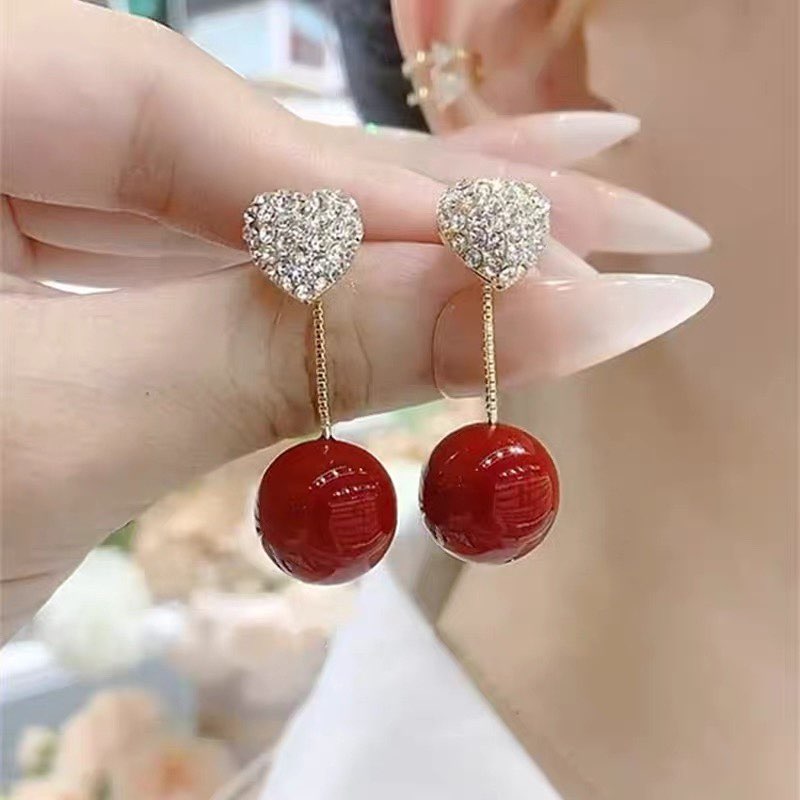 仿珍珠781 一款两戴爱心耳环小众耳钉新款潮百搭喜庆银针耳饰 到手价¥6.99