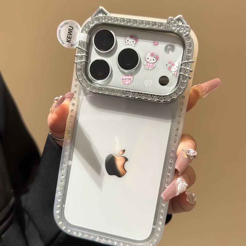 闪钻猫耳朵适用苹果17/16promax手机壳iPhone15可爱14透明13软套 到手价¥9.80