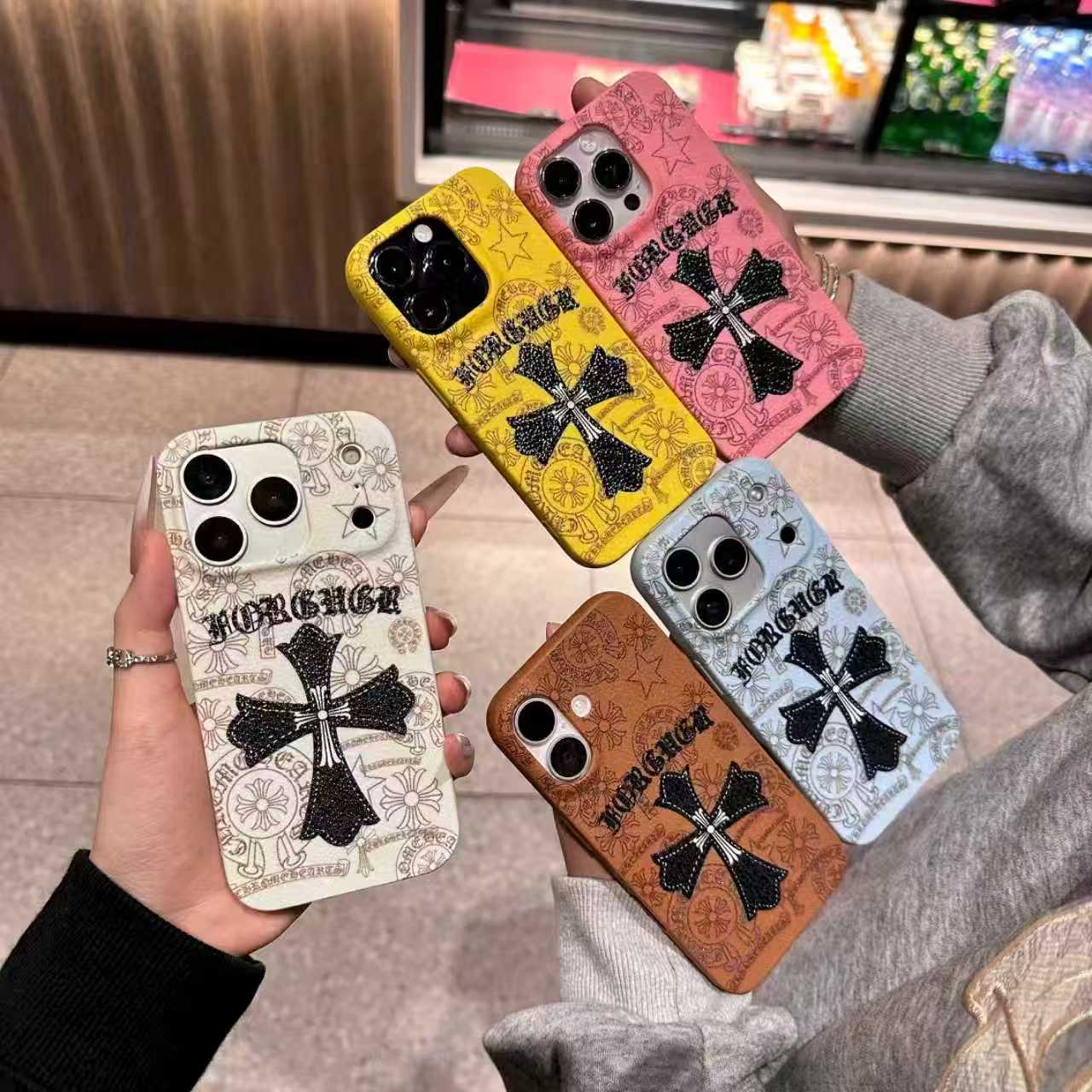 黑色大克罗心适用苹果iPhone17pro/16手机壳仿皮纹防摔15潮牌 到手价¥3.98