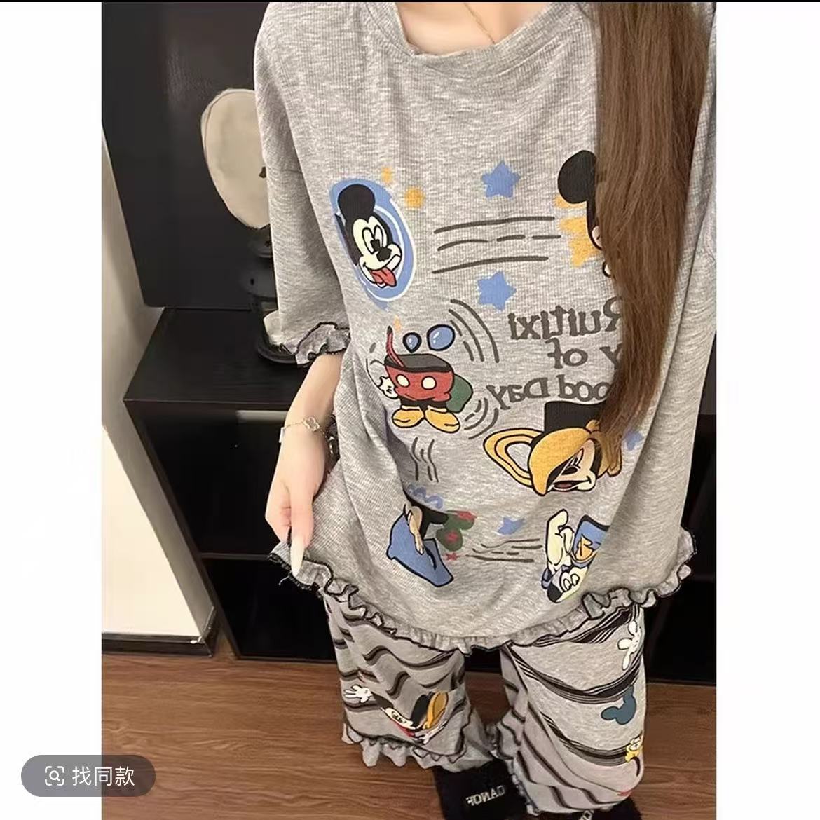250斤大码宽松睡衣女夏胖mm甜美可爱短袖长裤可外穿家居服套装 到手价¥89.00