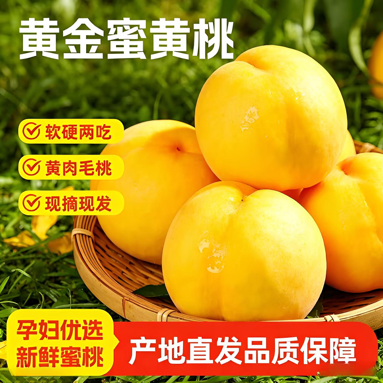 【头茬鲜果】黄金蜜黄桃新鲜采摘带箱5斤单果130g+坏果包赔 到手价¥25.90