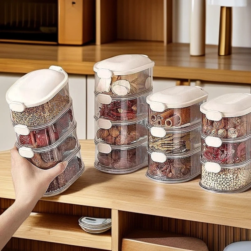 【6件套】香料收纳盒调料盒一体多格家用佐料分装防潮调味密封盒 到手价¥9.90