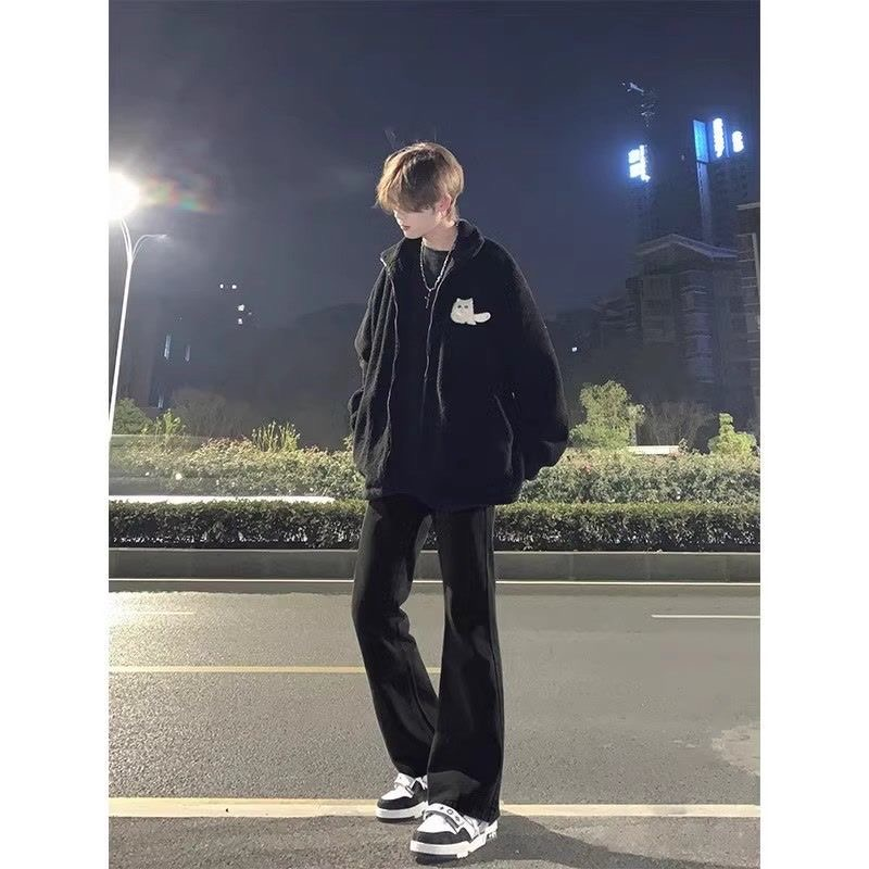 美式vibe风微喇裤子男款夏季显高高街纯黑色牛仔裤直筒修身长裤男 到手价¥32.00