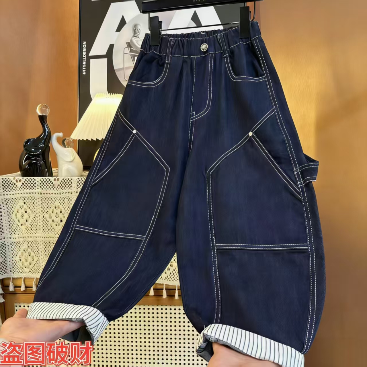 【潮童设计感软牛仔裤】春秋款洋气外穿痞帅风弯刀裤9988 到手价¥19.90