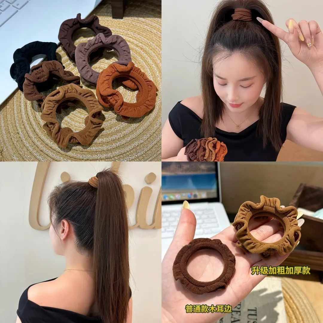 抢【9.9元5个】加粗木耳边发圈扎高马尾丸子头发绳无接缝头绳皮筋 到手价¥9.90