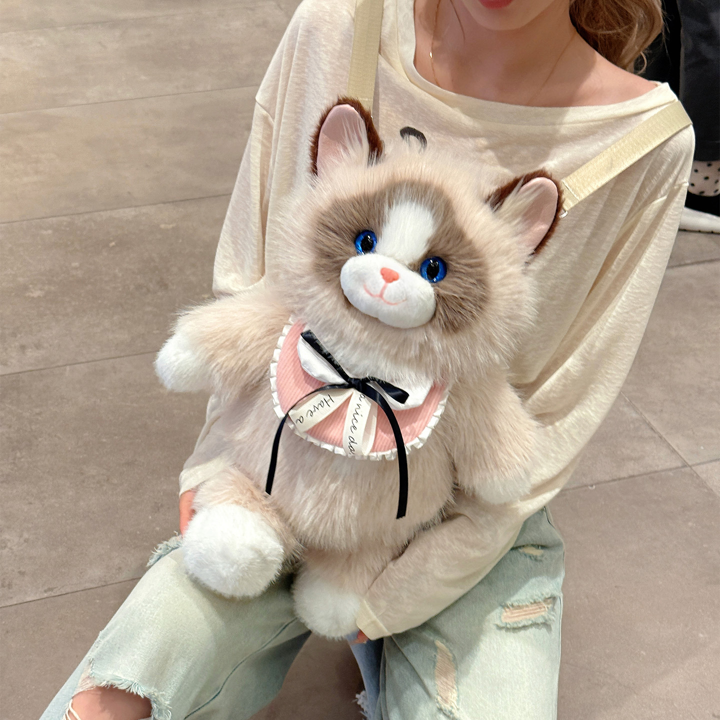原创会跑步布偶猫咪玩偶毛绒双肩包布娃娃毛绒玩具送女生生日礼物 到手价¥76.90