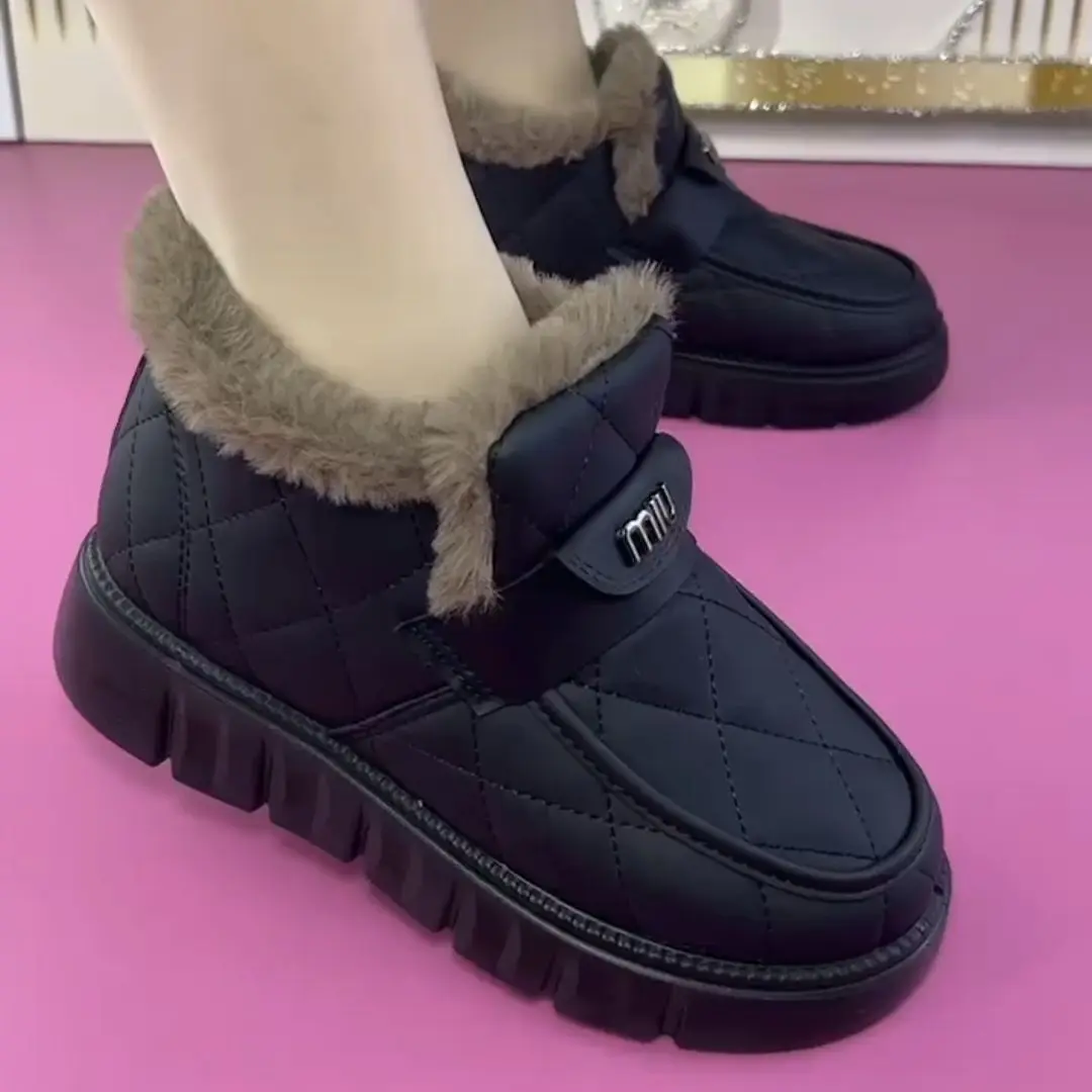 冬季棉鞋子女ins潮牌百搭明星同款雪地靴一脚蹬加绒加厚短靴棉靴 到手价¥39.90