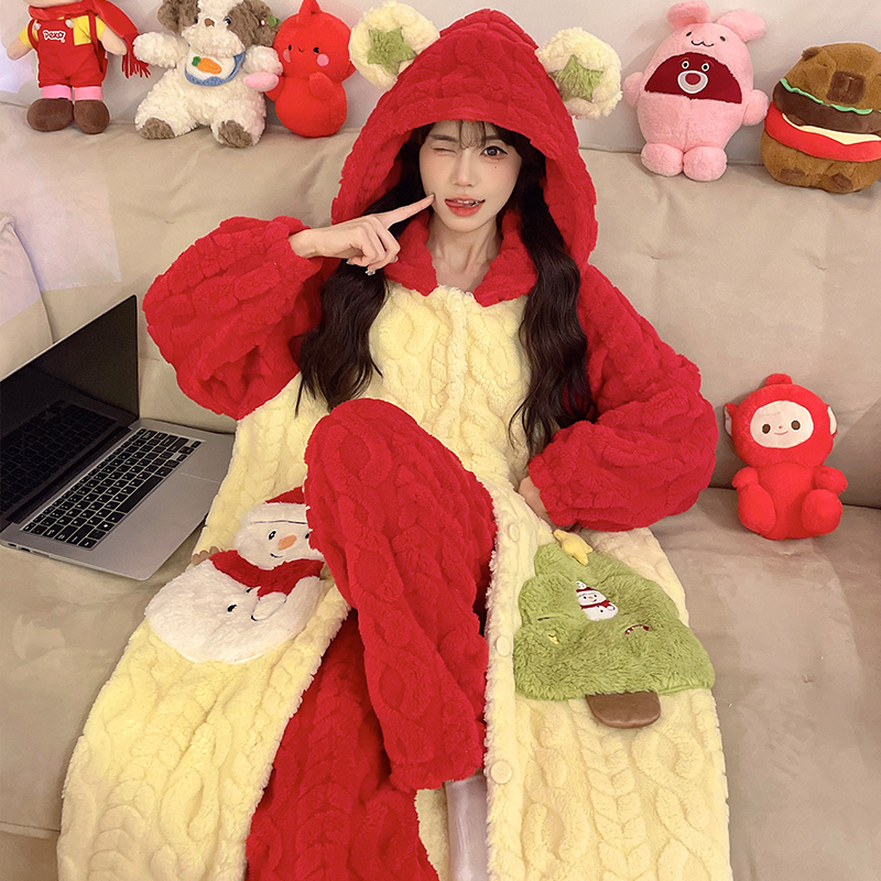 【彭星专属】爆款卡通保暖可爱大学生睡衣秋冬加厚睡袍家居服套装 到手价¥49.90