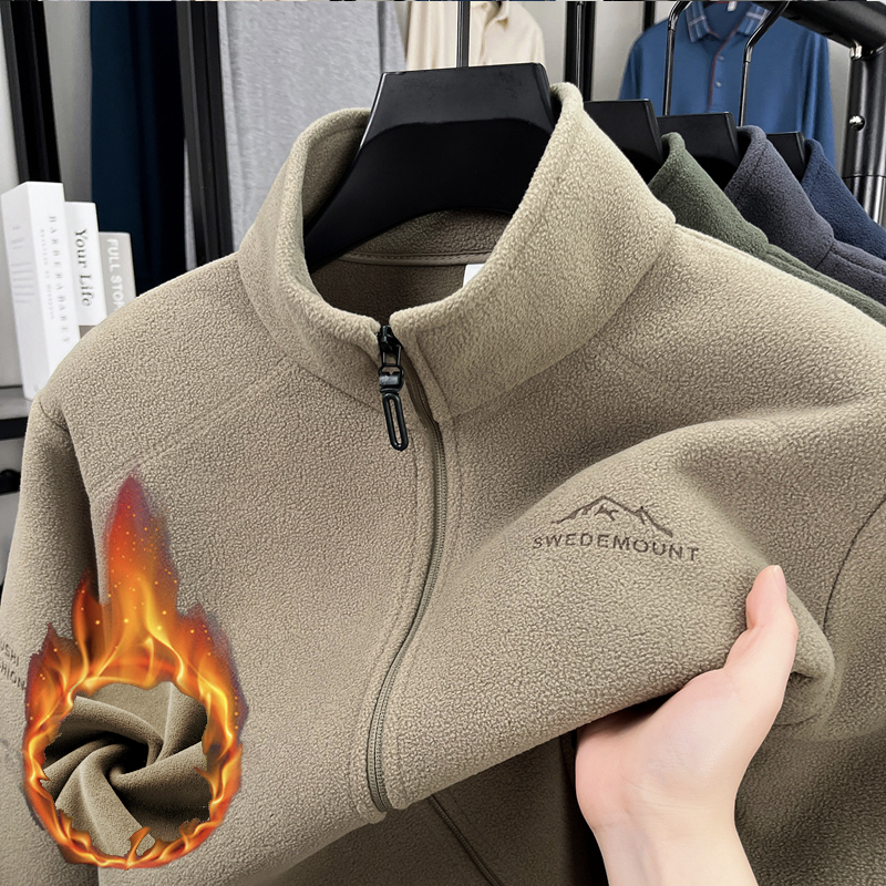 高档秋冬立领摇粒绒加厚夹克男士时尚百搭保暖外套潮流男装6612