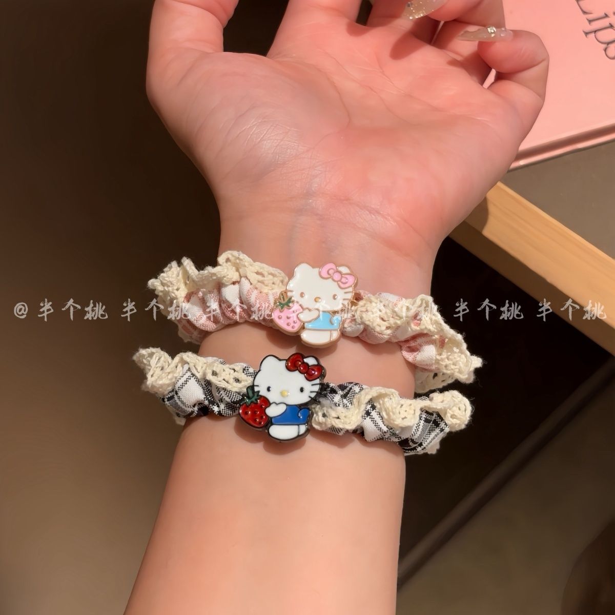 甜美蕾丝花边黑皮猫咪发圈简约少女马尾小肠圈高颜值ins可爱发绳 到手价¥2.88