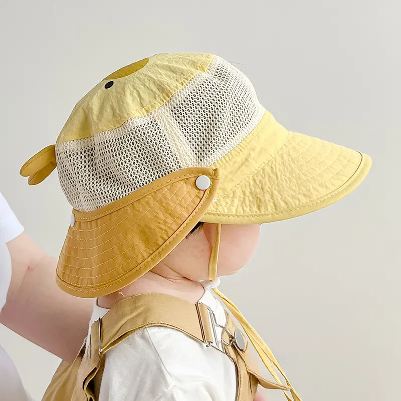 婴儿帽子夏季遮阳帽渔夫帽男童女宝宝网大檐可拆披肩儿童透气速干 到手价¥18.80
