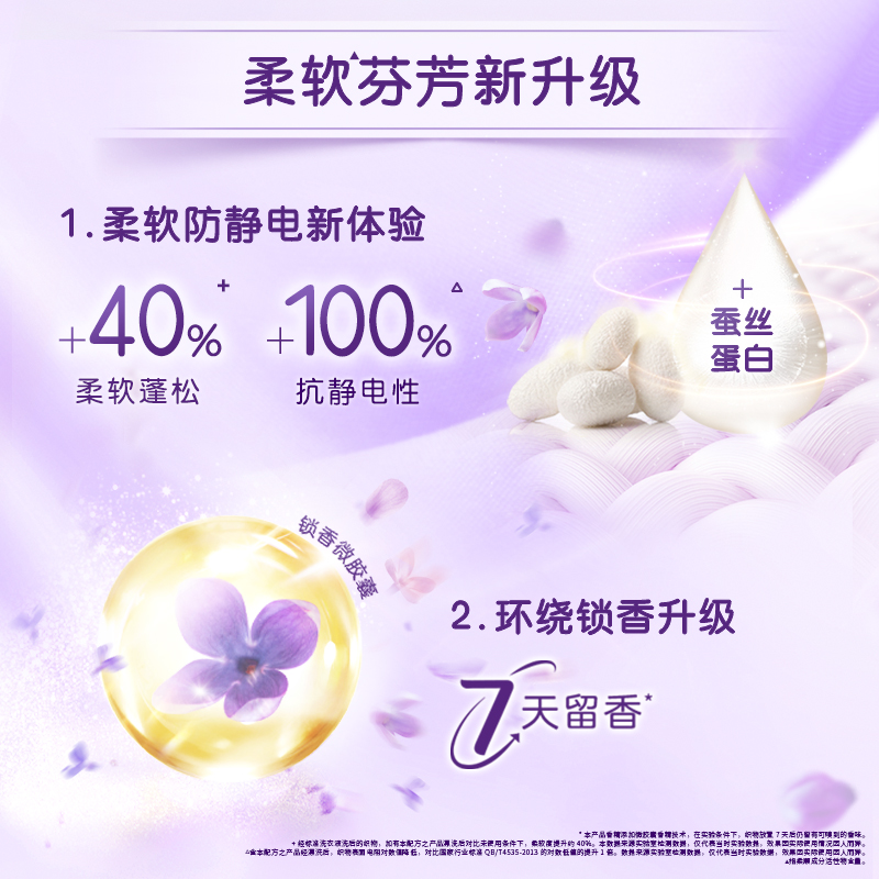 Comfort金纺薰衣草柔顺剂护衣防静电柔顺持久留香1kg*2+400g*2 H 图片 5