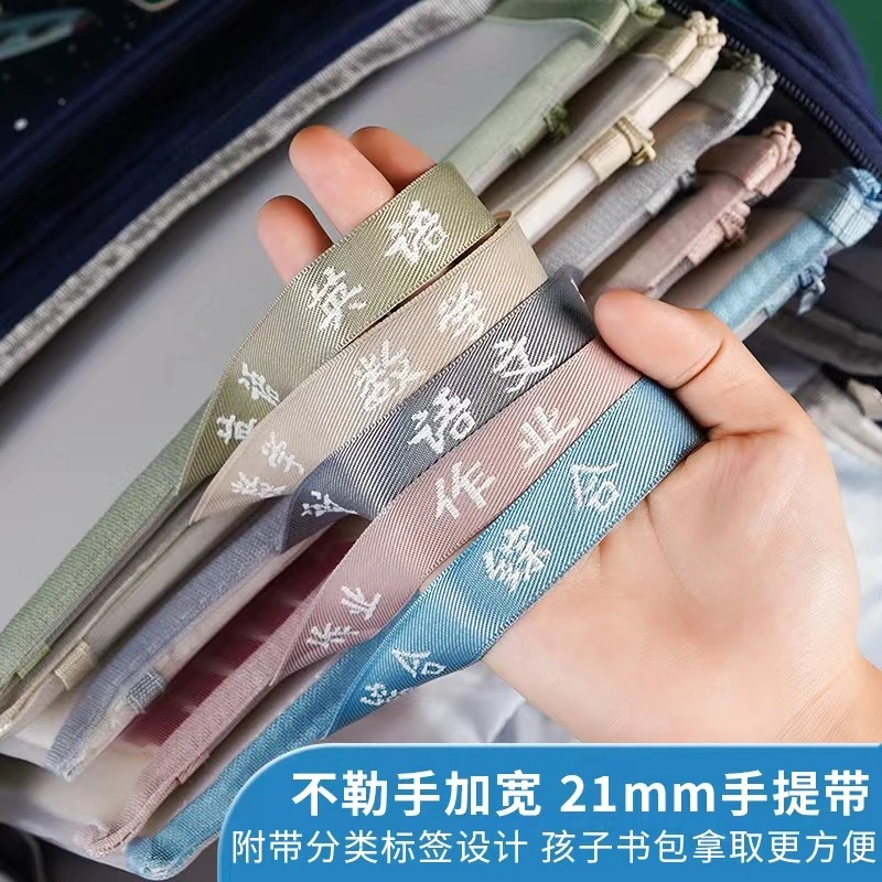 A4双层尼龙网纱文件袋科目袋分科袋分类袋学生学习试卷袋透明收纳 到手价¥26.90