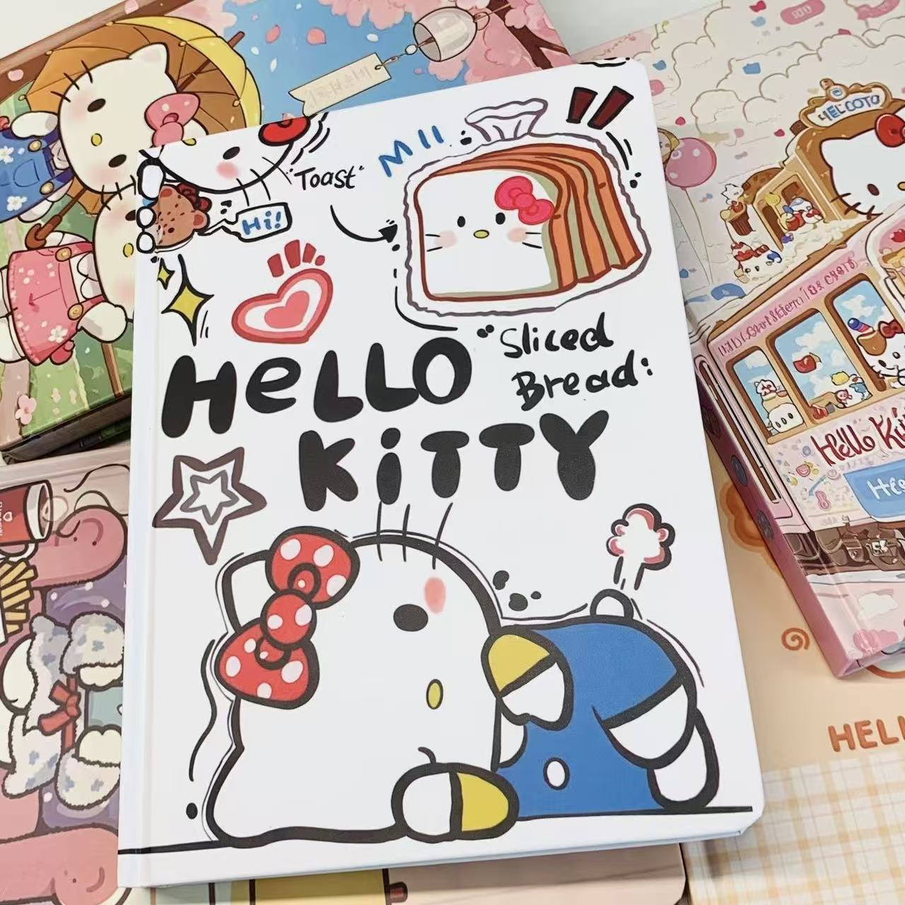 可爱hellokittyA5硬壳笔记本加厚彩内手账本天使KT猫学生记事本 到手价¥1.90