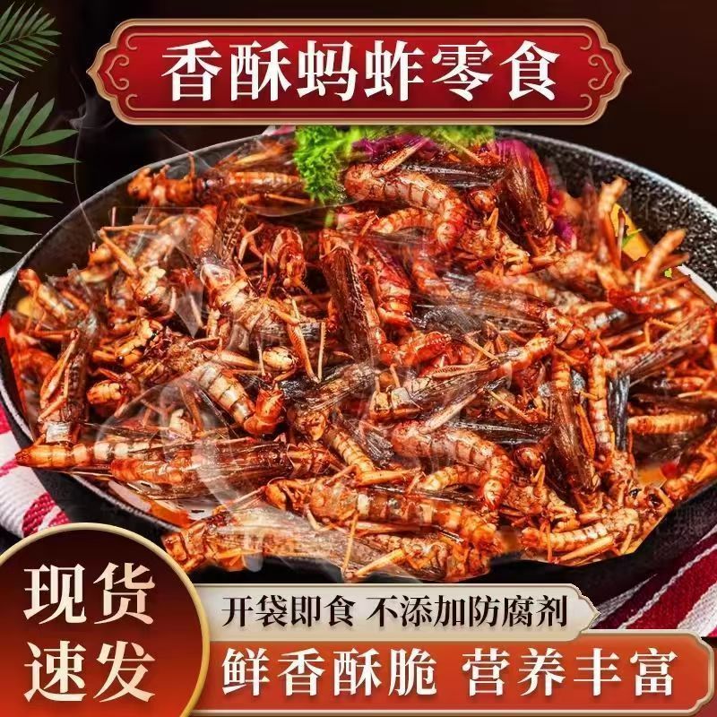 ww【9.9到手3袋】油炸蚂蚱即食零食香辣五香油炸新鲜蝗虫下酒菜 到手价¥9.90