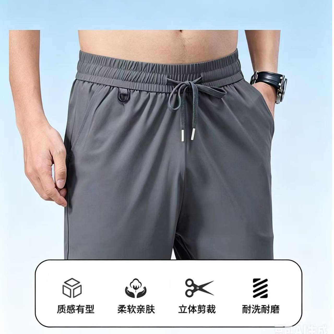 雅鹿夏季薄款真冰丝速干裤男女同款休闲运动弹力透气宽松透气百搭 图片 10