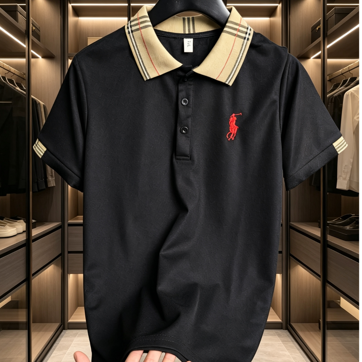 夏季新款潮牌拼接刺绣翻领POLO衫男士商务显瘦修身百搭短袖上衣 到手价¥29.90
