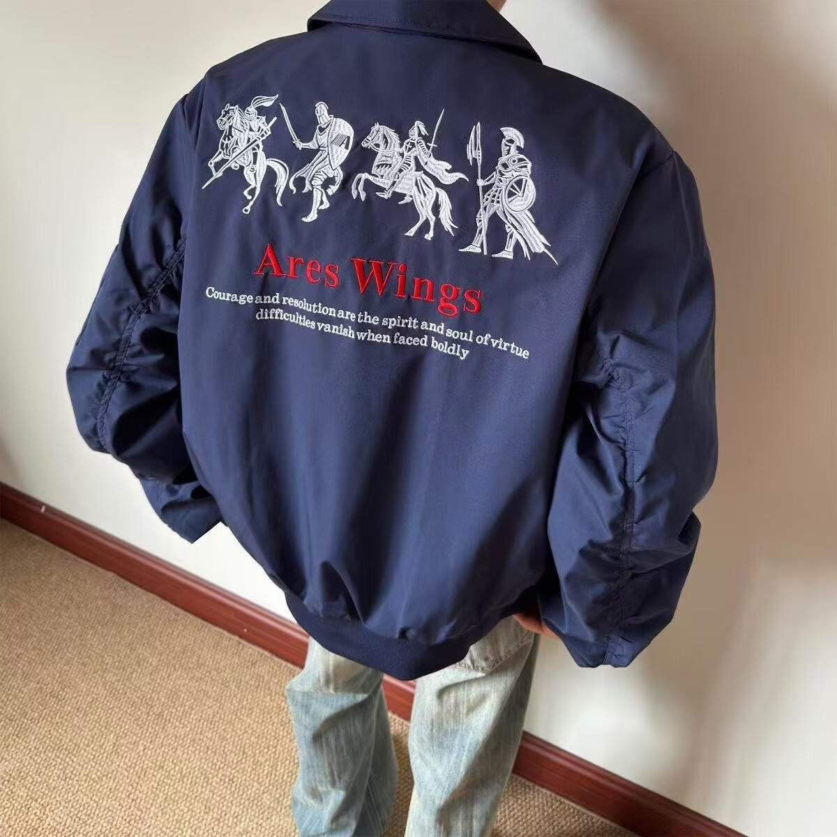 【鹏哥潮牌】美式斯巴达刺绣字母飞行员夹克棉服男情侣棒球服外套 到手价¥98.80