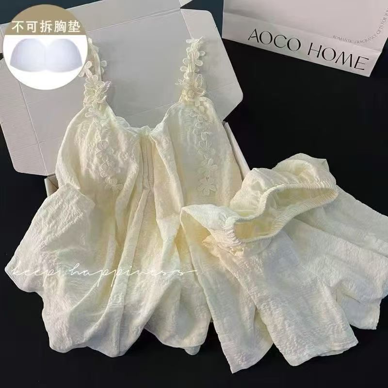 夏季新款睡衣女薄款V领吊带休闲可外穿家居服套装9048 到手价¥27.90