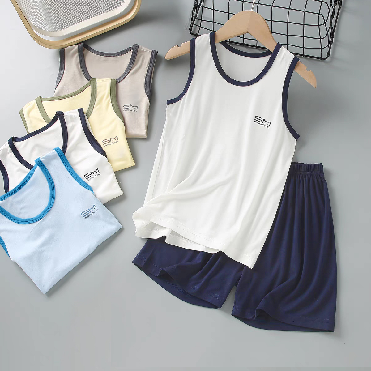清凉一夏）男女童莫代尔背心薄款家居服无袖套装 到手价¥11.90