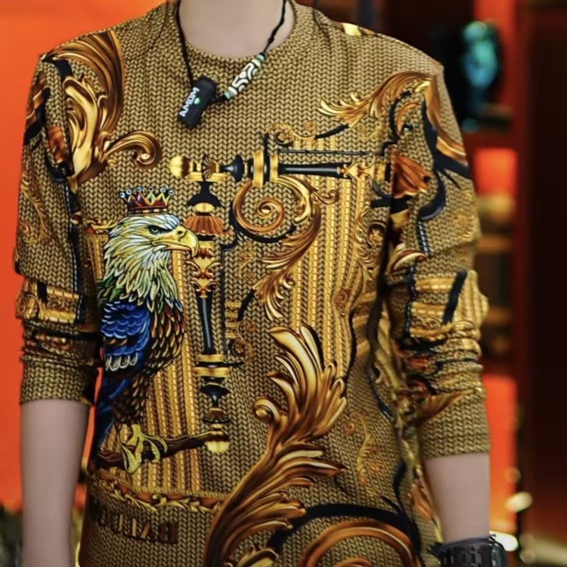 印花图案！雄鹰男士长袖打底衫仿针织轻奢洋气2025新款秋季 到手价¥29.90