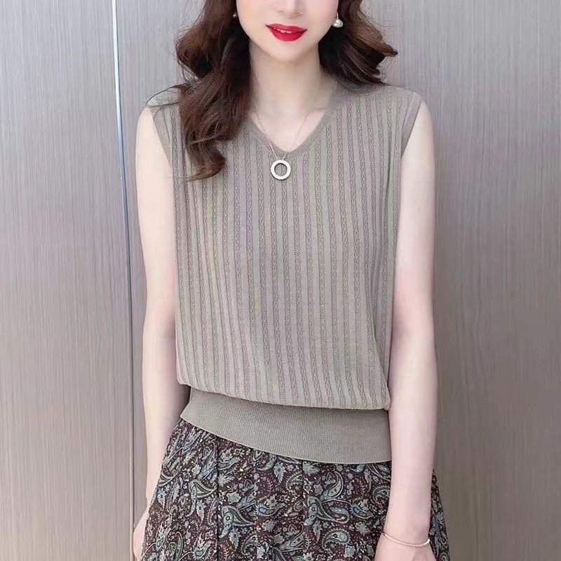 韩版针织背心遮肉百搭薄款条纹气质上衣女士女内搭 到手价¥13.90
