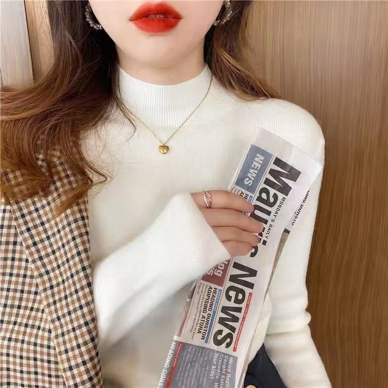 【SN】韩版毛衣半高领打底衫女士秋冬内搭毛衣针织衫 到手价¥19.99
