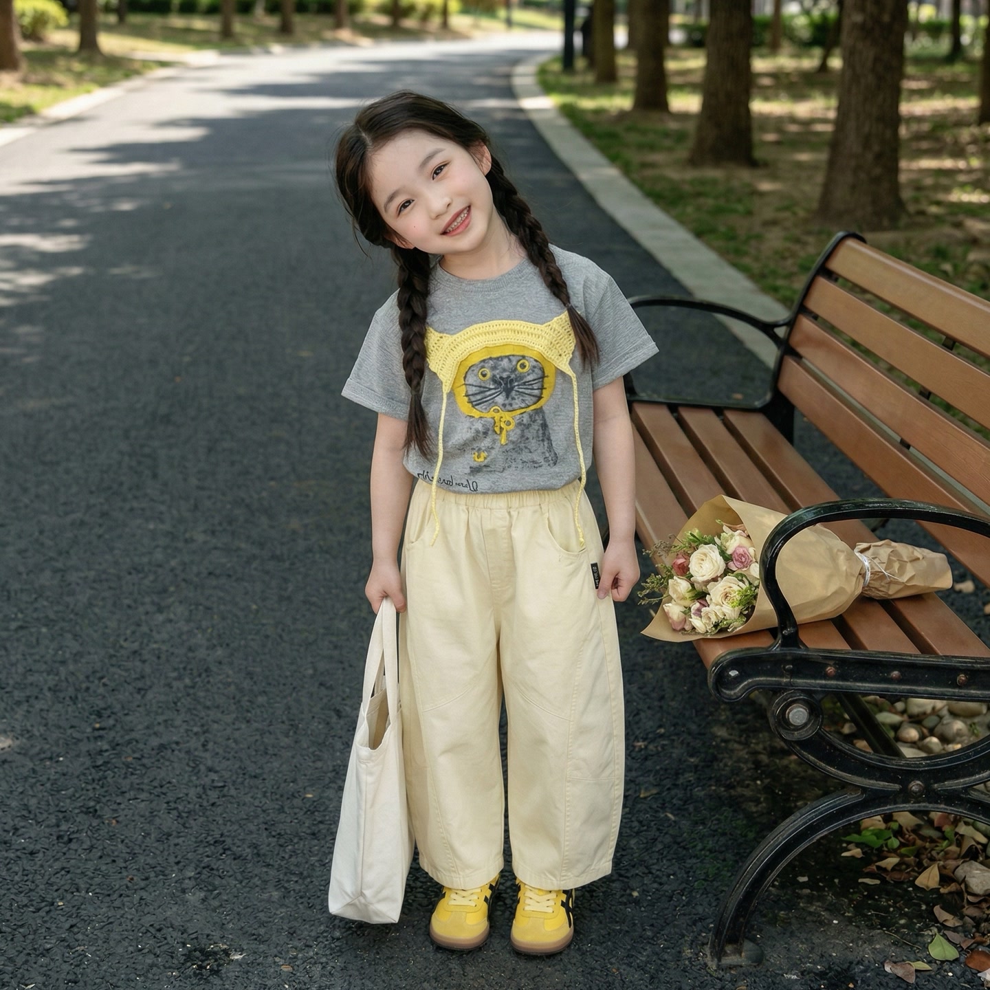 【小酒窝】儿童2026夏季女童短袖T恤百搭立体猫咪短袖潮流上衣T恤 到手价¥9.99