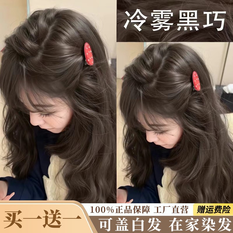【拍一发二盒】冷雾黑巧色染发膏盖白黑色植物泡泡不伤发哺乳期可 到手价¥38.00