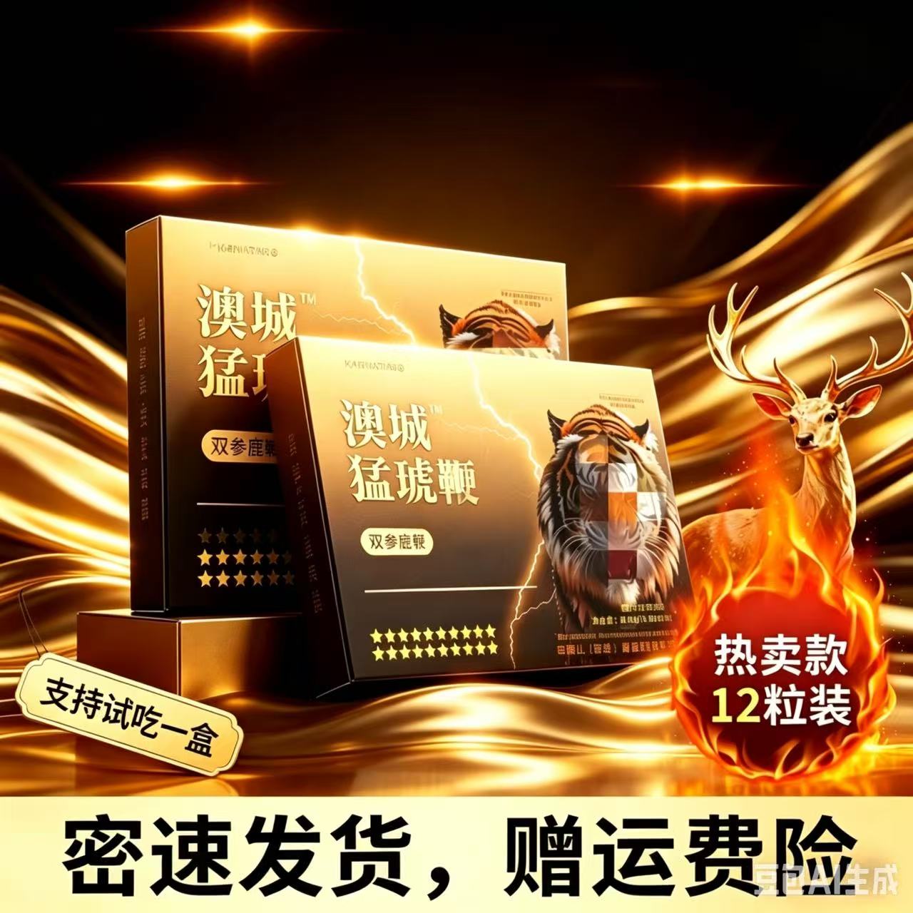 【澳城猛琥】拍一发六 支持试吃一盒 双参鹿鞭片12粒/盒 到手价¥99.90