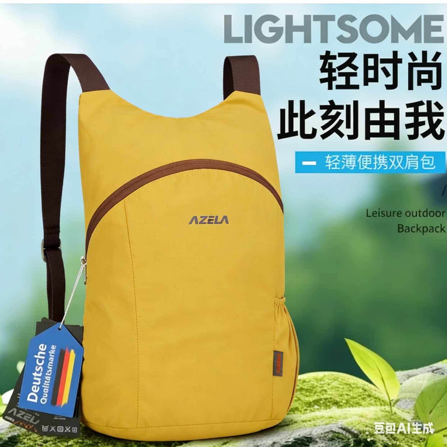【AZELA正品】户外可折叠背包轻便休闲便携登山包多功能百搭JS 到手价¥19.90