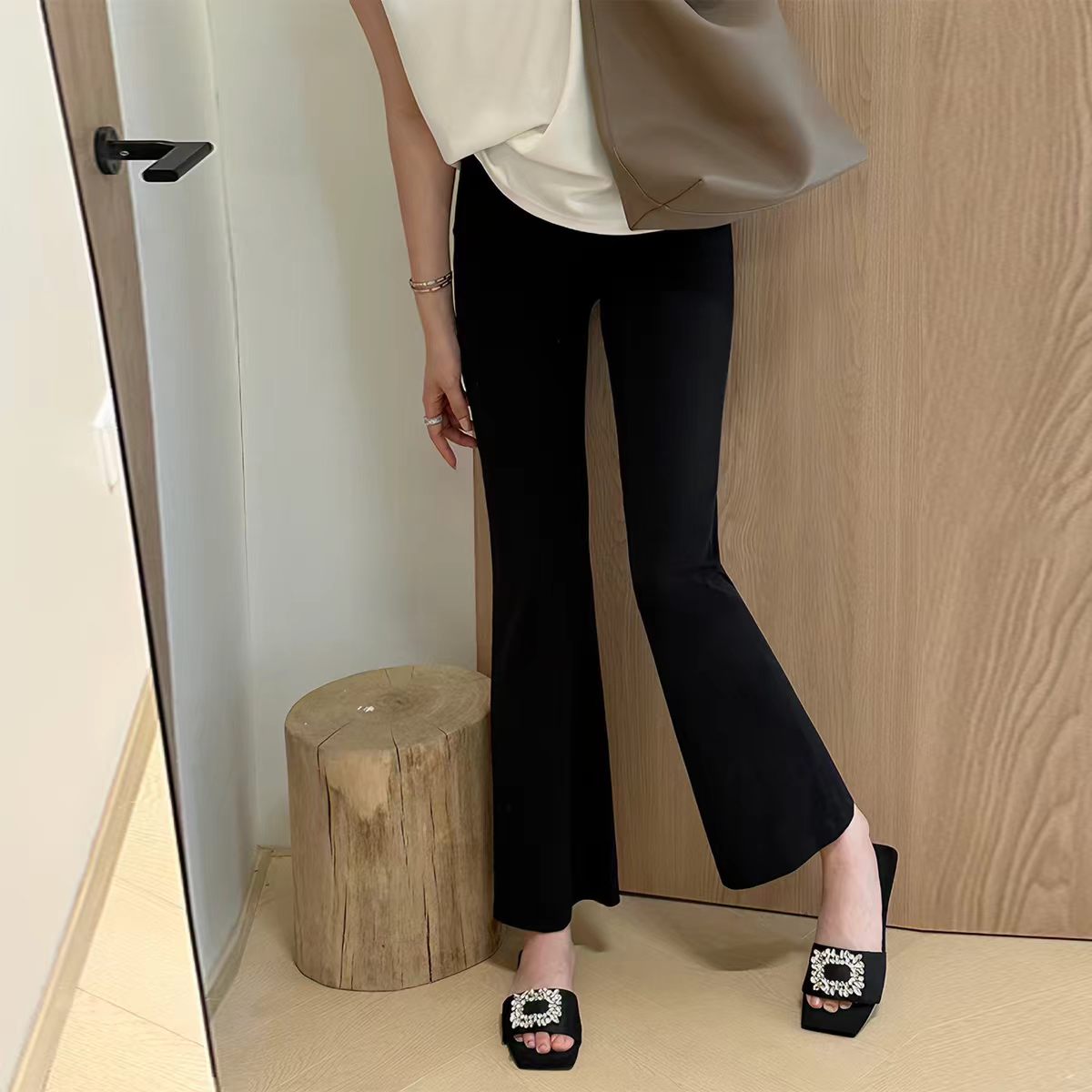 908冰氧夏季西装九分裤女夏薄款垂感休闲冰丝喇叭裤C 到手价¥39.99
