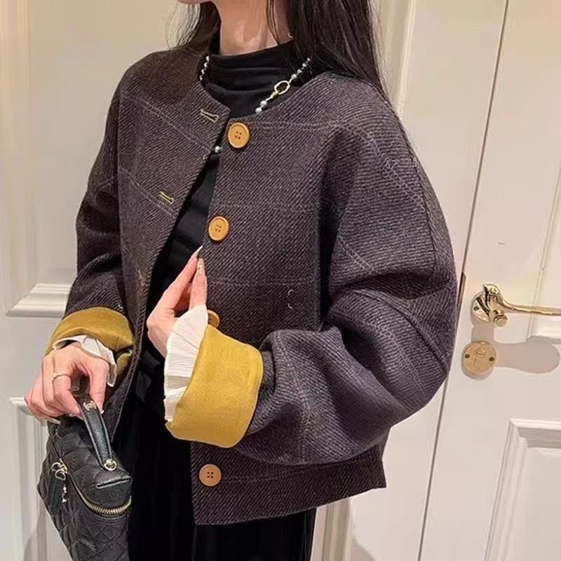 气质宽松圆领长袖时尚外套女2025年秋季新款时尚单排扣高级感上衣 到手价¥79.90