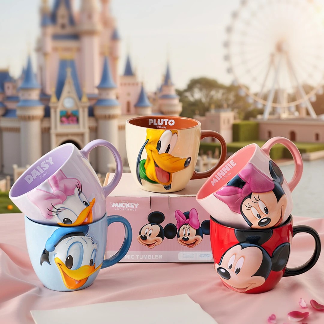 Disney/迪士尼乐悦浮雕马克杯可爱大容量家用早餐杯喝水杯情侣杯 到手价¥26.90